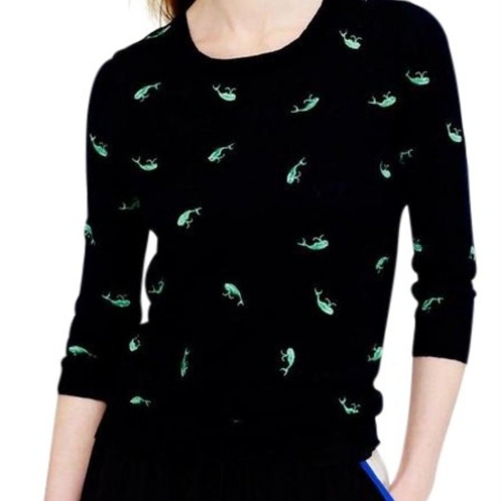 Cute J.Crew Tippi Linen Whale Blue Sweater